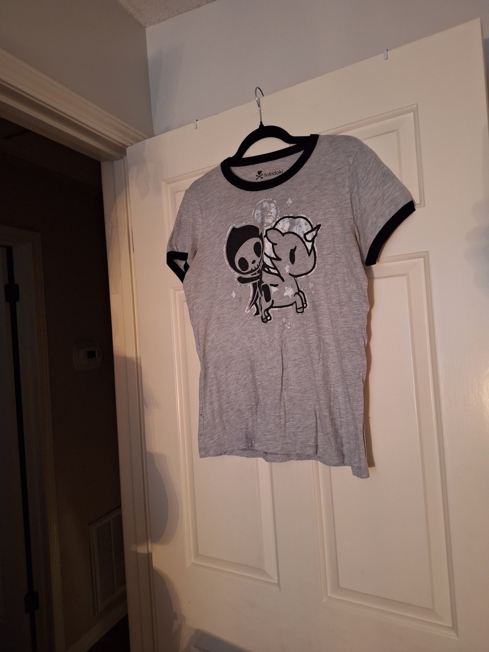 Women's Toki Doki Grey Ringer Tee with Graphic Print